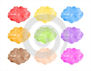 Set of colorful watercolor vector rounded spots, oval brush strokes