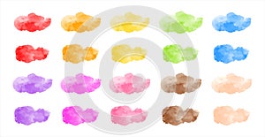 Set of colorful watercolor vector spots, brush strokes