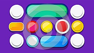 Set colorful and white round rectangle web buttons vector design