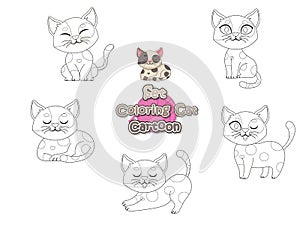 Set Coloring the Cute Cartoon Cat. Educational Game for Kids. Vector illustration With Cartoon Funny Animal Frame