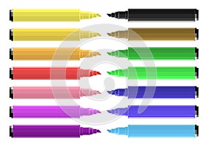 Set Of Coloring Markers With Vibrant Colors.