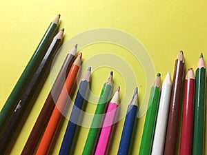 Set of colors pencils pointing up