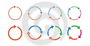Set of colour circle arrows. Vector Icons