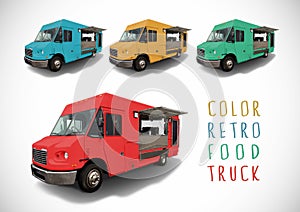 Set of colour food truck