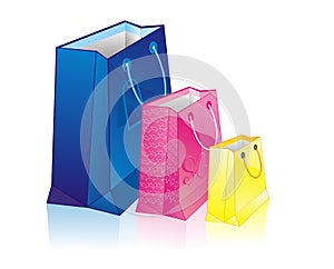 Set of the coloured bag.