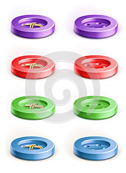 Set of coloured button