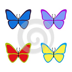 Set of colourful butterflies on white background.. Vector illustration. eps10