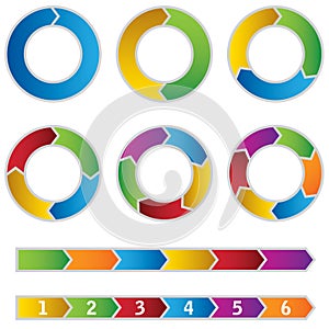 Set of colourful Circle Diagrams and arrows