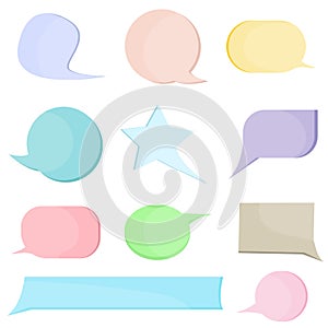 Set of colourful comic speech bubbles on white background, vector illustration