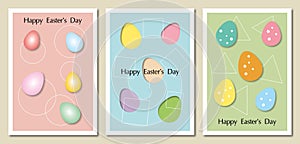 Set of colourful easter egg on pastel background. Holiday illustration for greeting card of Happy Easterâ€™s Day.