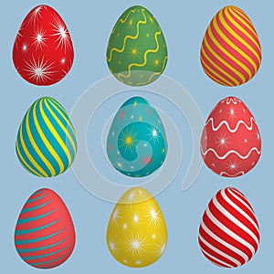 Set of colourful Easter eggs