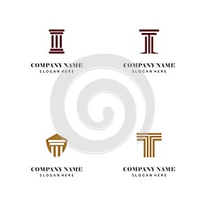 Set Column Logo Template vector