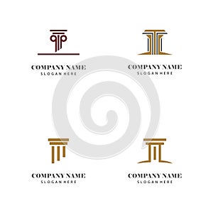 Set Column Logo Template vector
