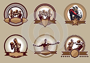 Set of combative sport icons or emblems photo