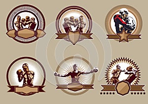 Set of combative sport icons or emblems