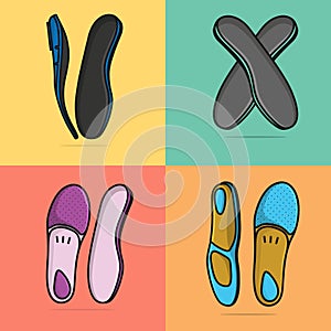 Set of Comfortable Orthotics Shoe Insole Pair, Arch Supports vector illustration