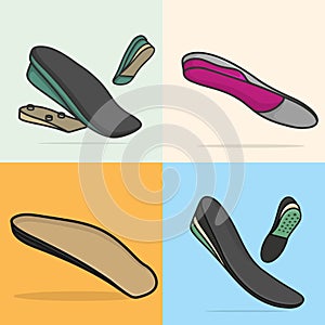 Set of Comfortable Orthotics Shoe Insole Pair, Arch Supports vector illustration