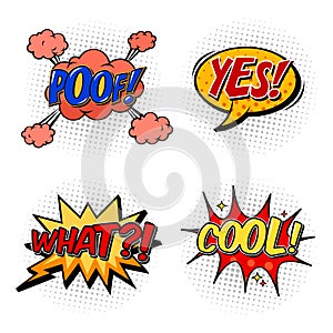 Set of comic bubble speech, onomatopoeia photo