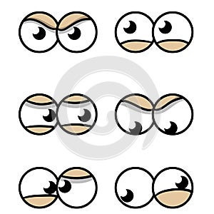 Set of comic eyes with different expressions of emotions