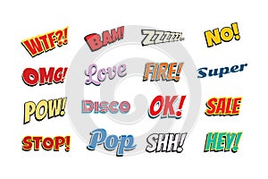 Set of comic phrases photo