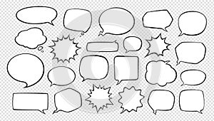 Set of comic speech bubbles. Cartoon vector illustration