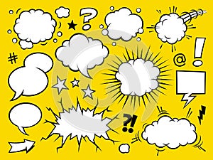 Set of comic speech bubbles. Cartoon vector illustration