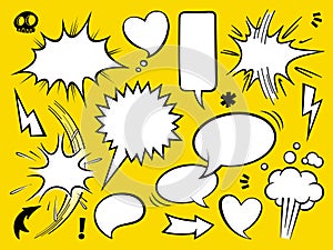 Set of comic speech bubbles. Cartoon vector illustration
