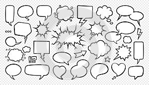 Set of comic speech bubbles. Cartoon vector illustration