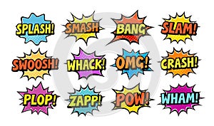 Set of comic speech bubbles. Cartoon vector illustration