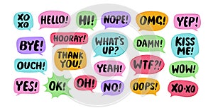 Set of comic speech bubbles. Chat, communication concept. Vector illustration