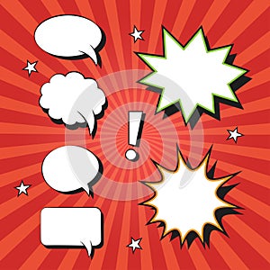 Set of comic speech bubbles and elements