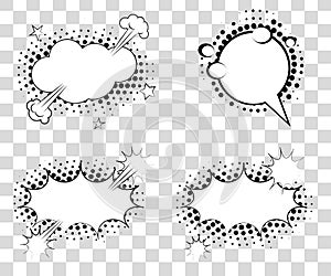 Set Comic speech bubbles with halftone triangles shadows. Vector illustration eps 10 isolated on background.