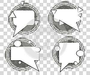 Set Comic speech bubbles with halftone triangles shadows. Vector illustration eps 10 isolated on background.