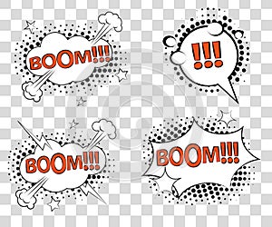 Set Comic speech bubbles with halftone triangles shadows. Vector illustration eps 10 isolated on background.