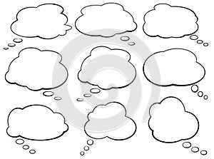 Set of comic speech bubbles and thought balloons