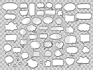 Set of comic speech bubbles on transparent background. vector il
