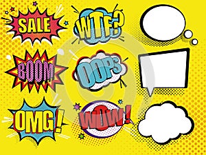 Set of Comic Text, Vector Comic Speach, Pop Art style.