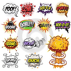 Set of comics speech and explosion bubbles