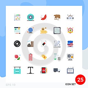 25 Creative Icons Modern Signs and Symbols of construction, polar, barbecue, bear, sausage