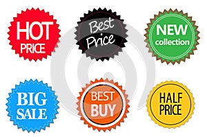 Set of commercial sale stickers, elements and badges