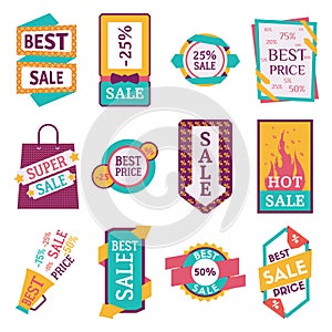 Set of commercial sale stickers, elements and badges