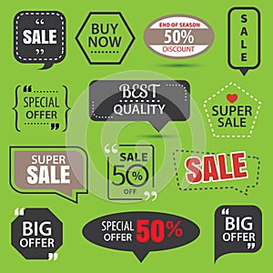 Set of commercial sale stickers, elements badges and labels