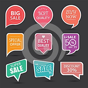 Set of commercial sale stickers, elements badges and labels