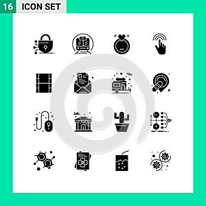 Set of 16 Commercial Solid Glyphs pack for movi, tap, merraige, interface, gestures photo
