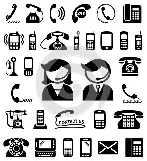 Set of communication / contact us icons.