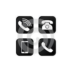 Set of communication icons set. Phone, smartphone, mobile phone icon set modern button for web or appstore design black symbol photo