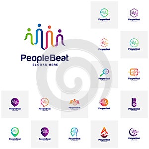 Set of Community logo template designs concepts vector illustration, People Beat logo concepts