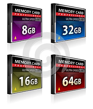 Set of CompactFlash memory cards