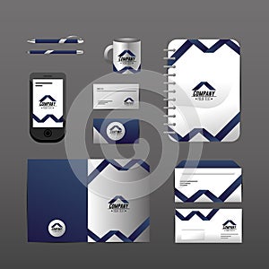 Set company stationary template with business documents