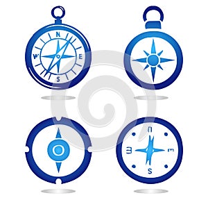 Set of compass icons. Gradient naval compass set